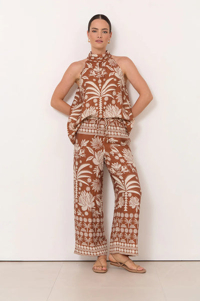 Kendra Hawaii Print High Neck Top