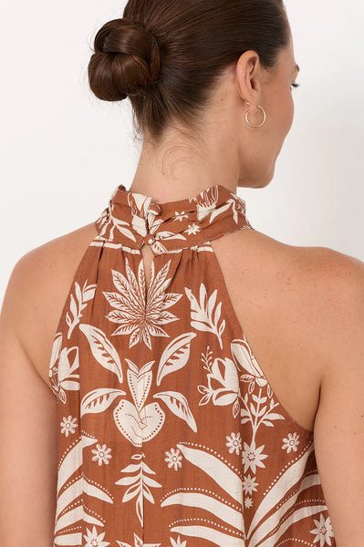 Kendra Hawaii Print High Neck Top