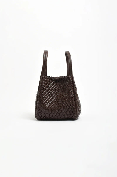 Woven Slouch Bucket Bag-Chocolate
