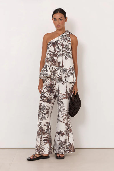 Frida Borneo Print One Shoulder Tie Top