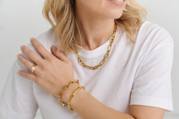 ABBIE GOLD PLATE STAINLESS STEEL BANGLE