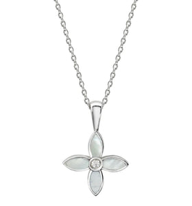 Desert Flower Mother Of Pearl Necklace in Sterling Silver