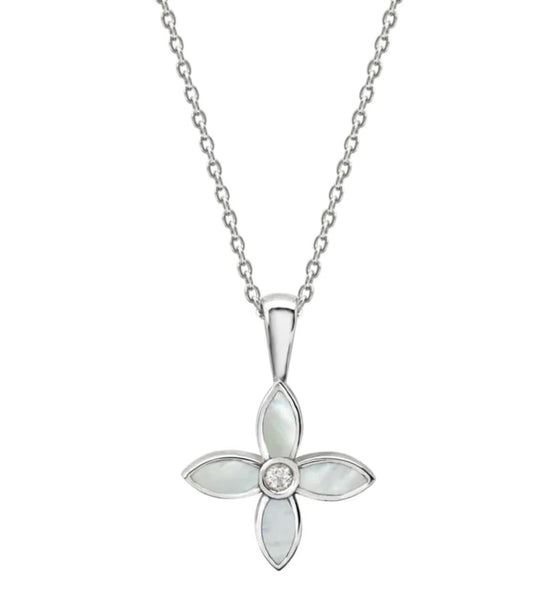 Desert Flower Mother Of Pearl Necklace in Sterling Silver