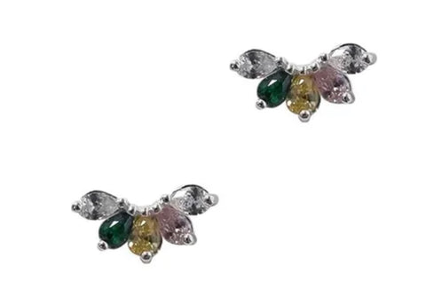 Cubic Multi Colour Earrings in Sterling Silver