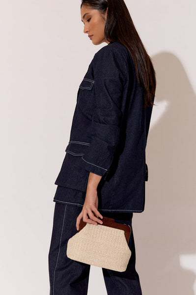Lucinda Timber Frame Woven Clutch