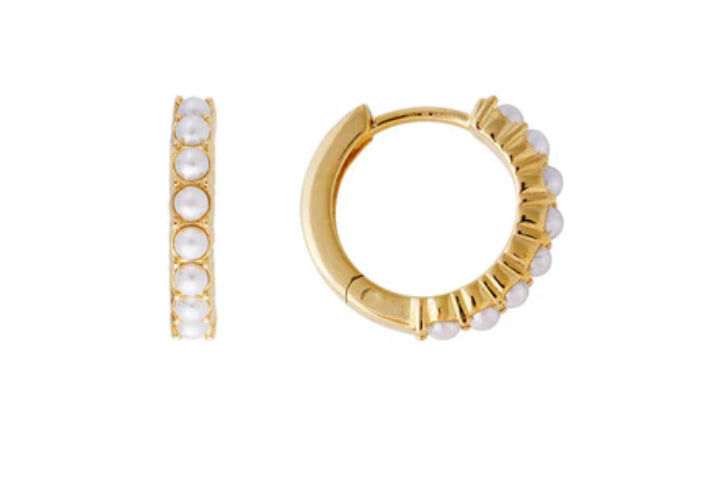 Slim Crystal Pearl Midi Hoops