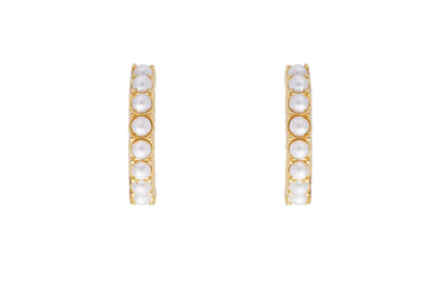 Slim Crystal Pearl Midi Hoops