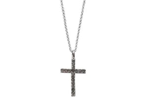 Cubic Cross Necklace in Sterling Silver