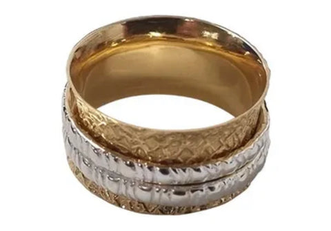 Spinner Ring on Pattern Band Gold/Silver
