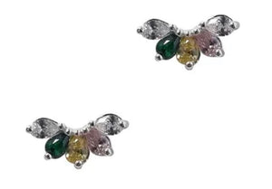 Selina Sterling Silver Multi Coloured Cubic Earrings