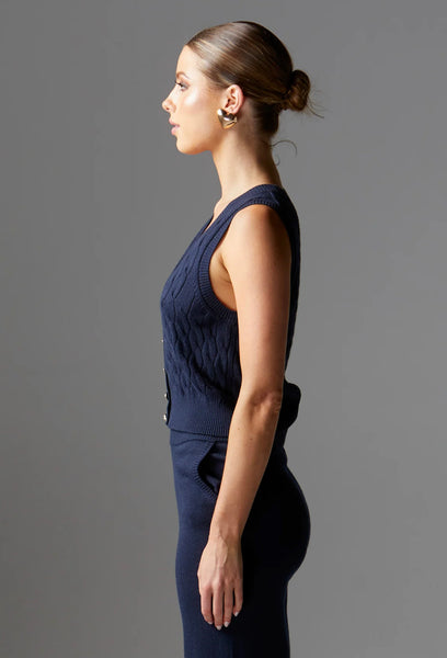 Lotus Knit Vest in Navy