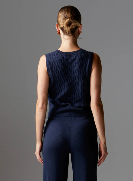 Lotus Knit Vest in Navy