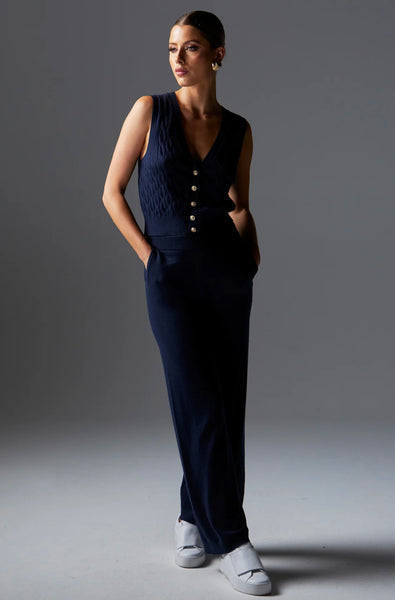 Lotus Knit Vest in Navy