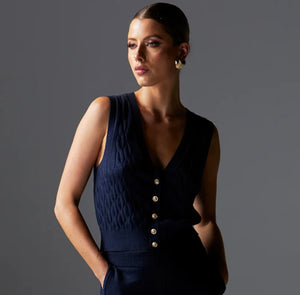 Lotus Knit Vest in Navy