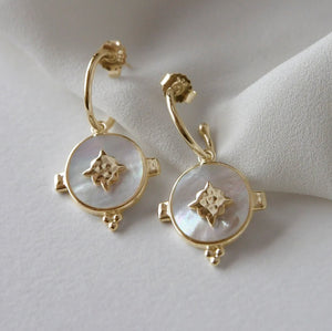 Temple Moon Oval  Mother of Pearl Earrings