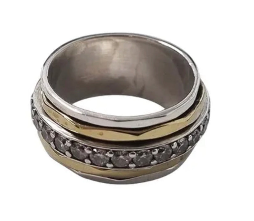 Dual Spinner Ring with Cubic Zirconias