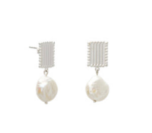 Aphrodite Goddess Small Pearl Earrings in Sterling Silver