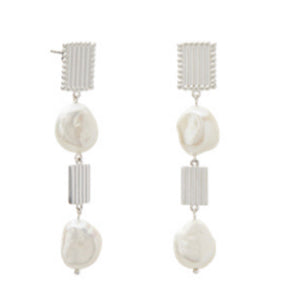 Aphrodite Goddess Large Pearl Earrings in Sterling Silver