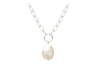 Aphrodite Goddess Pearl Drop Necklace in Sterling Silver