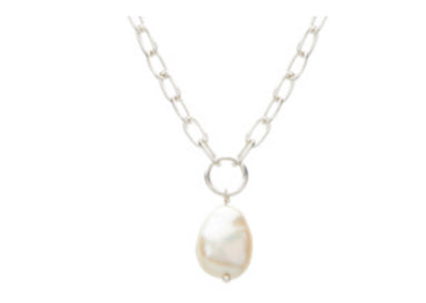 Aphrodite Goddess Pearl Drop Necklace in Sterling Silver