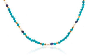 Sorrento Necklace - Turquoise/Pearl/Gold
