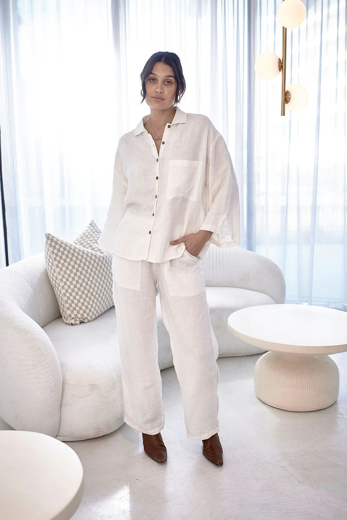 Mnealways18 White Street Style Cotton Linen Pants Suits, 45% OFF