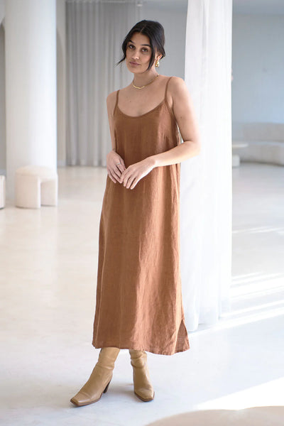 Midi Linen Slip Dress