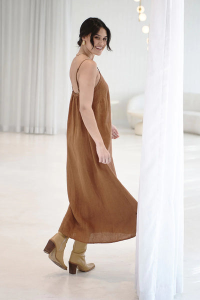 Midi Linen Slip Dress