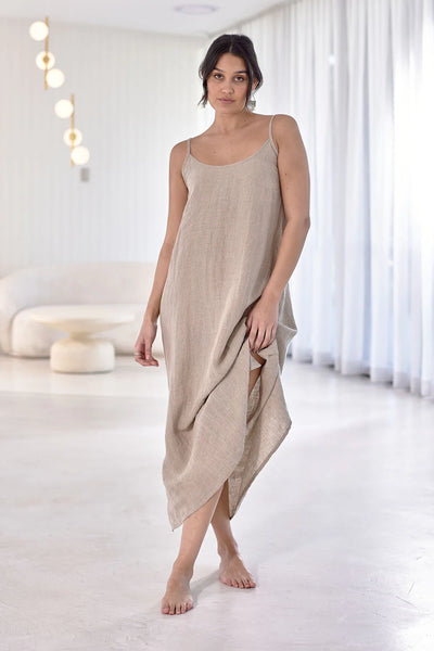 Midi Linen Slip Dress