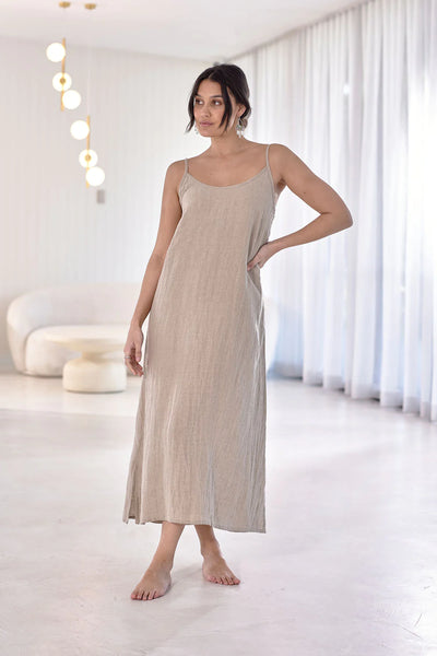 Midi Linen Slip Dress