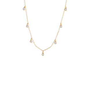 CZ Bezel Scattered Drop Necklace