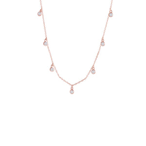 CZ Bezel Scattered Drop Necklace