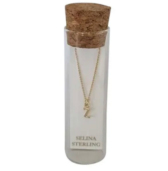 Selina Initial Necklace in Sterling Silver With Yellow Gold Plating