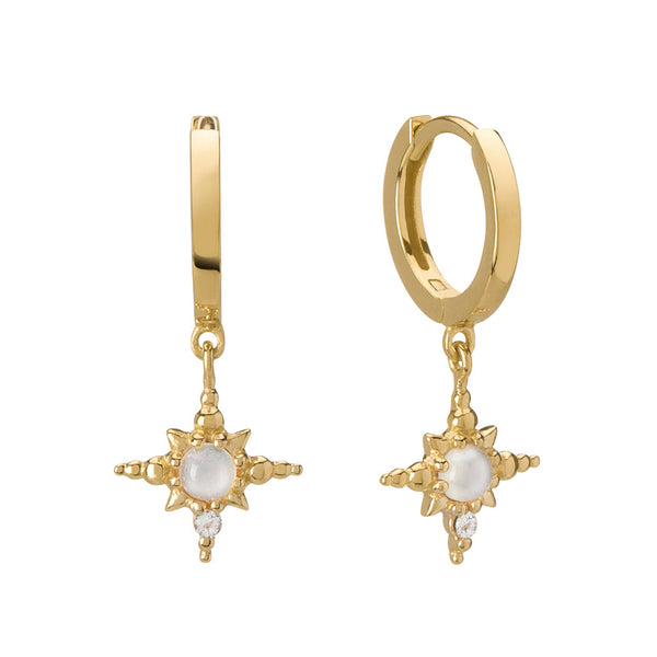 Huggies with Hanging Star in Yellow Gold