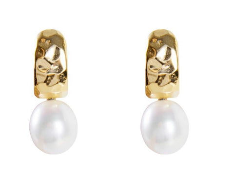Pearl Beaten Dolce Hoops - Gold