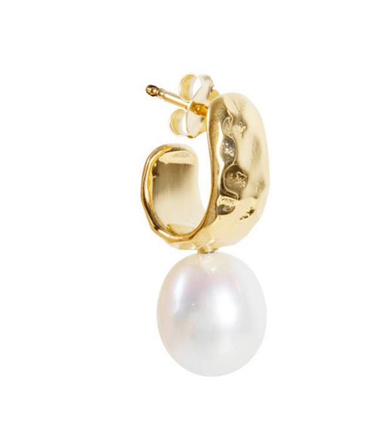 Pearl Beaten Dolce Hoops - Gold