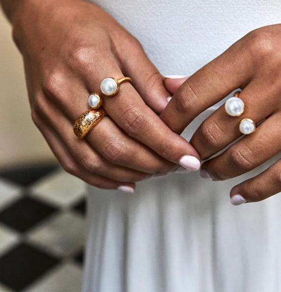 Double Pearl Ring - Gold