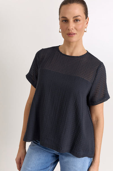Lori textured Cotton top- Ink