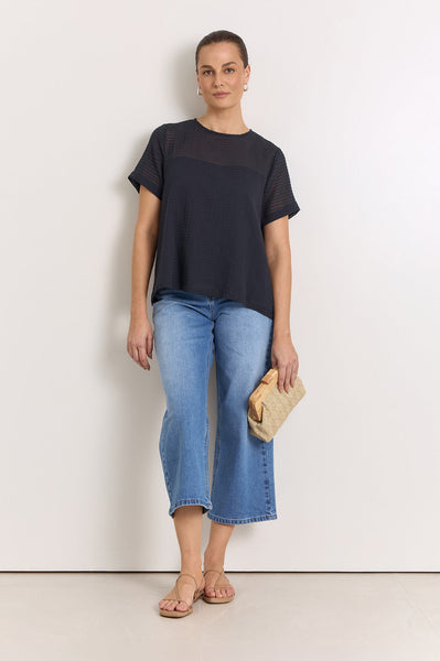 Lori textured Cotton top- Ink