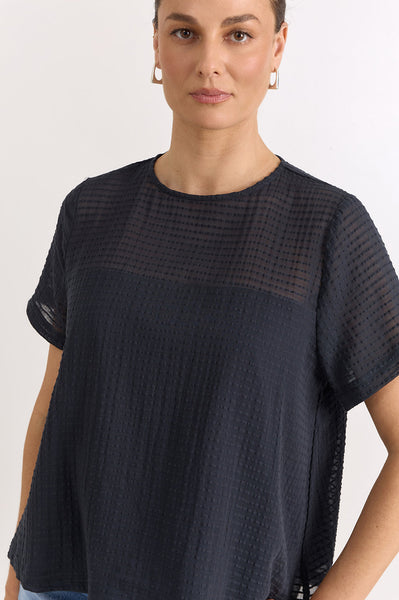 Lori textured Cotton top- Ink
