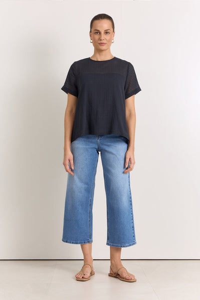 Lori textured Cotton top- Ink