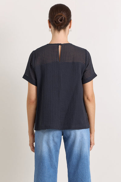 Lori textured Cotton top- Ink