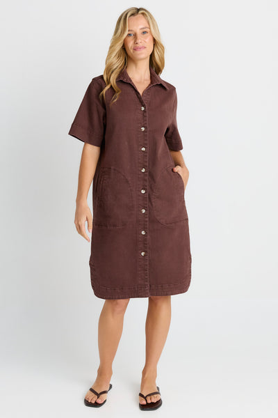 Dawson Denim Dress-Chocolate