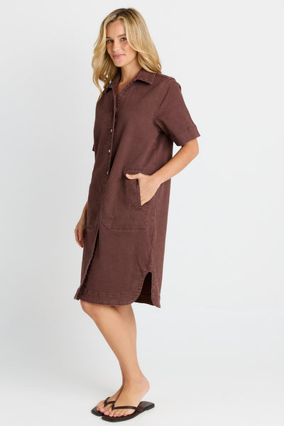 Dawson Denim Dress-Chocolate