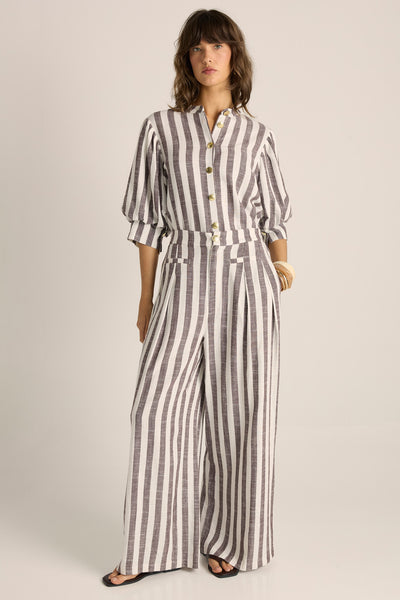 Saskia Pant- Brown Stripe