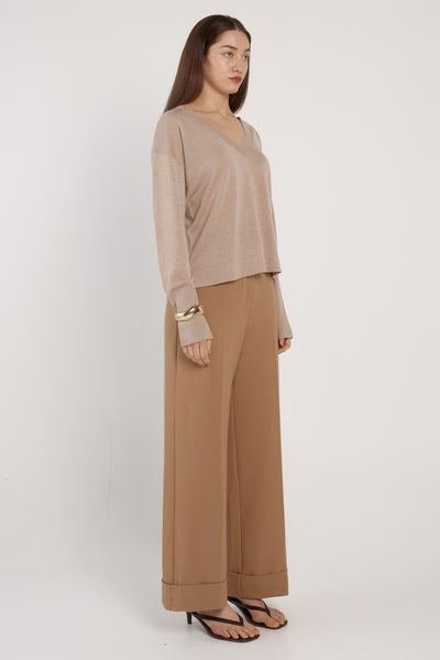 Oriane Sparkle V-Neck Knit-Gold