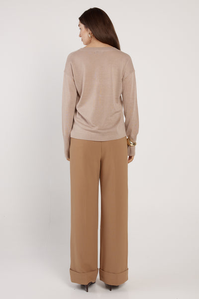 Oriane Sparkle V-Neck Knit-Gold