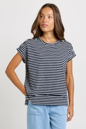 Shirley Short Sleeve Tee-Navy Stripe