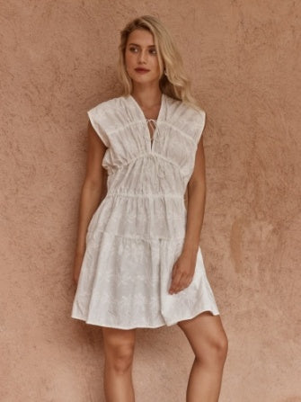 Ivie Embroidered Tie Dress