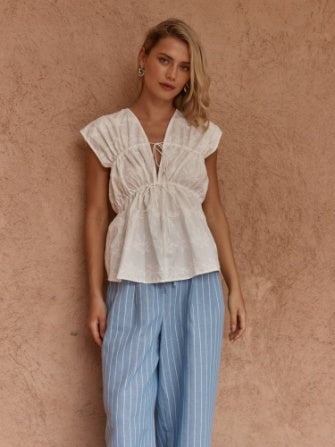 Bobbie Embroidered Tie Top